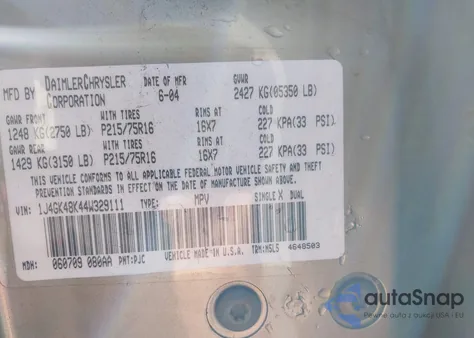 2004 Jeep Liberty Sport from USA, damaged, VIN 1J4GK48K44W329111